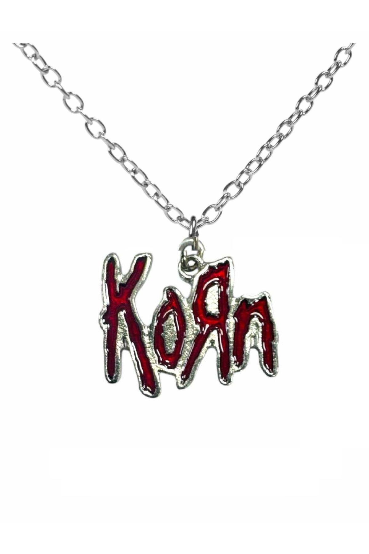 Herşey Nota Korn Kolye Kırmızı 60 cm Zincirli Metal Tasarım, Rock Müzik Grubu Unisex Aksesuar