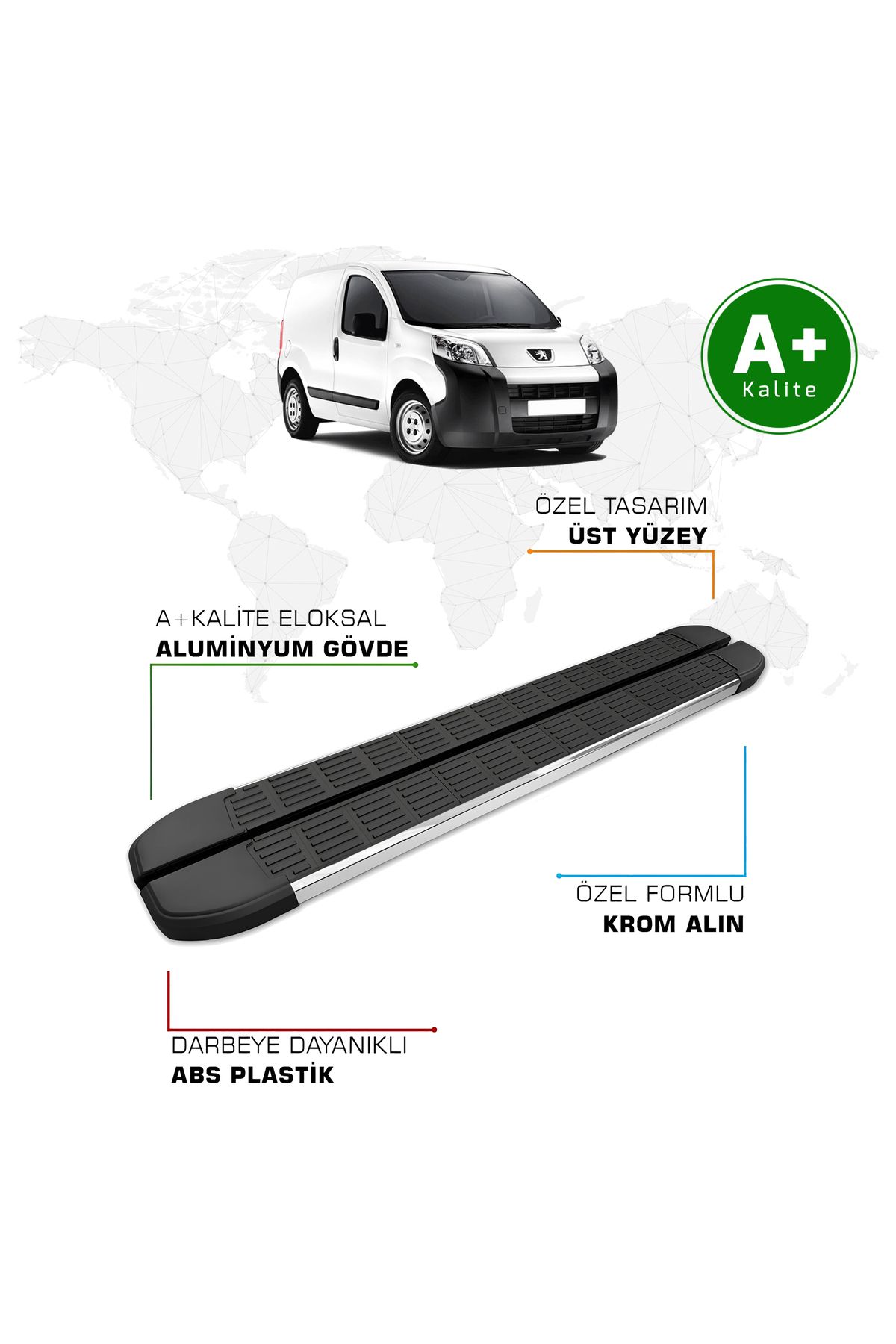 FA OTO AKSESUAR Peugeot Bipper Panelvan Yan Basamak 2008 – 2016 Model S-Line