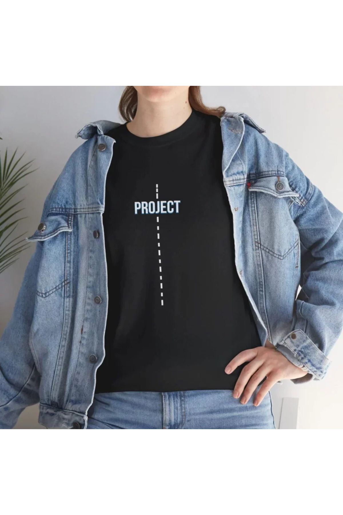ARUZ MODA Unisex Bisiklet Yaka Baskılı T-Shirt - Siyah