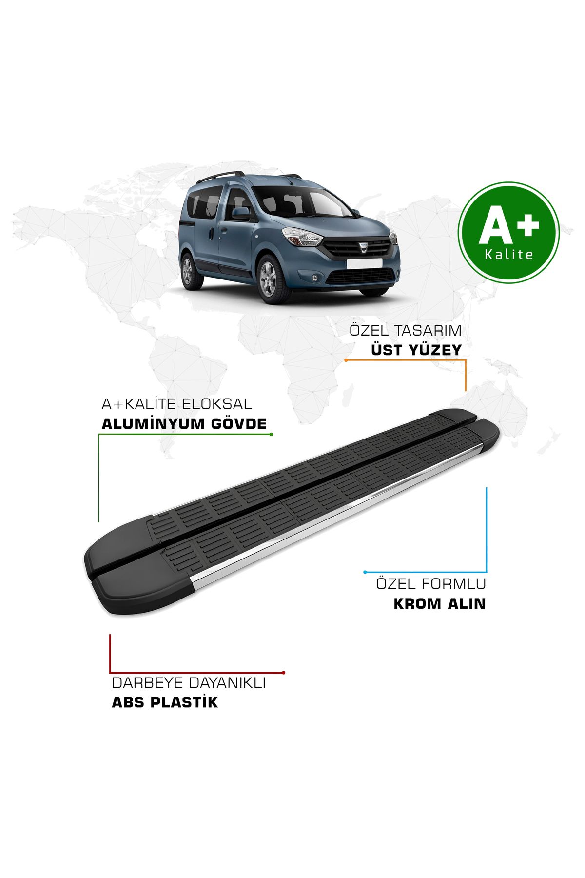 FA OTO AKSESUAR Dacia Dokker Yan Basamak 2012 Model ve Sonrası S-Line