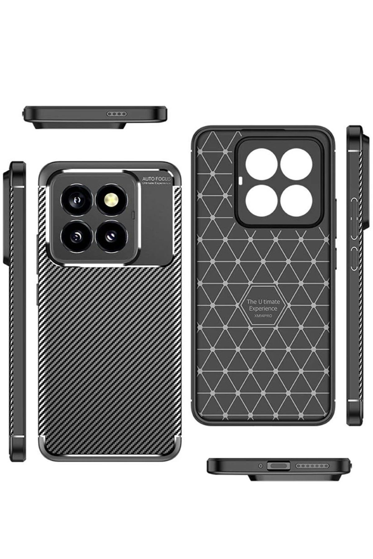 NewFace Xiaomi Mi 14T Pro Kılıf Auto Focus Karbon Kapak - Siyah BSTMY