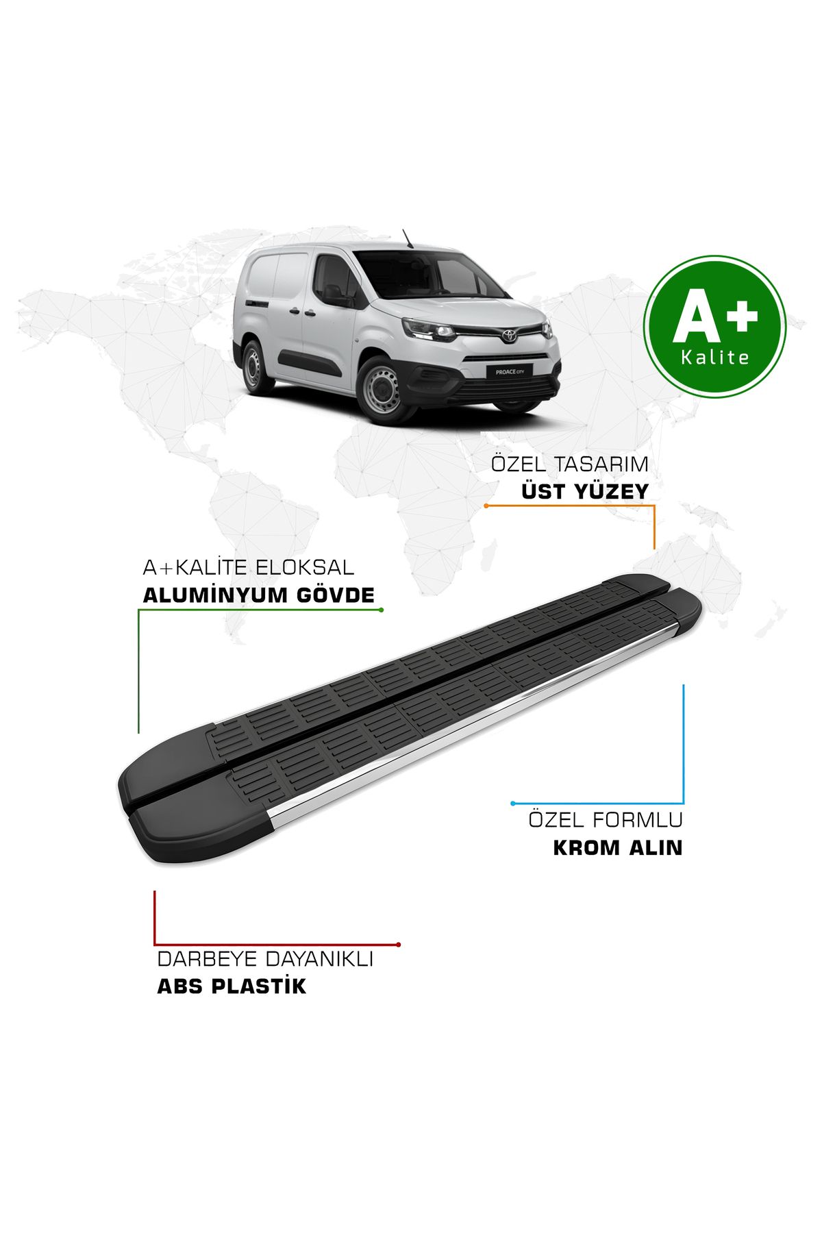FA OTO AKSESUAR Toyota Proace City Panelvan Yan Basamak Uzun Şasi 2019 Model ve Sonrası S-Line