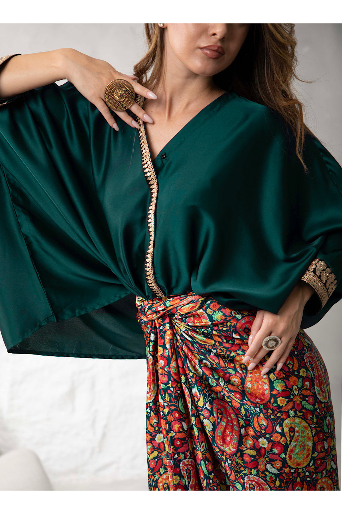 ECSTACY COUTURE-(Green) Kaani shirt set 2