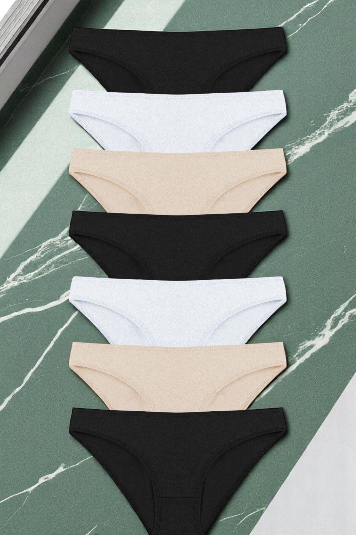 Balinese Kadın Karma Paket Konforlu Kullanım Soft Pamuklu Düz Renk Bikini 7'li Külot