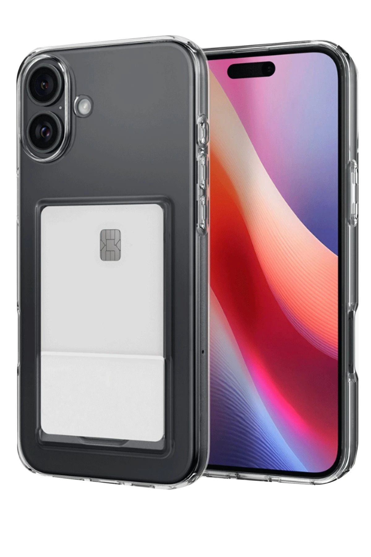 NewFace iPhone 16 Kılıf Kart Şeffaf Silikon - Şeffaf BSTMY