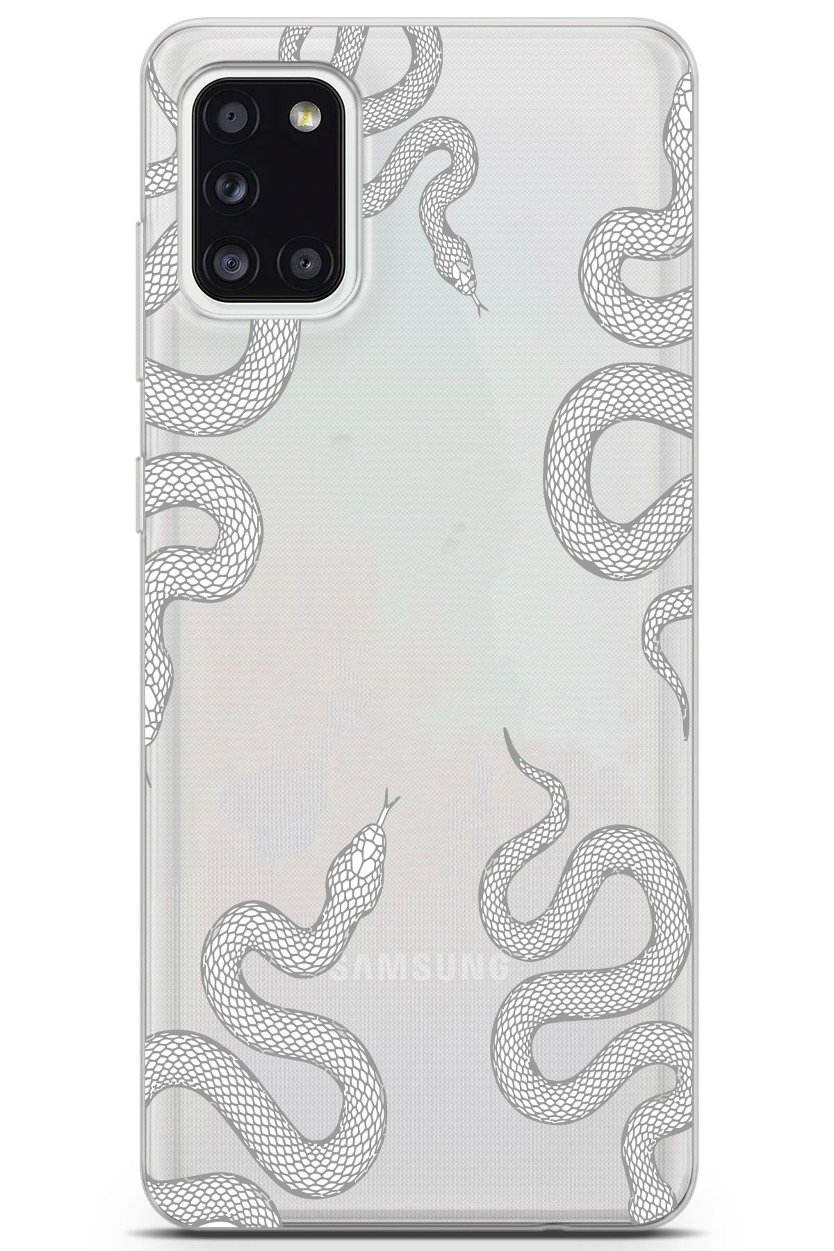 moonset Samsung Galaxy A31 Uyumlu Yılan Tasarımlı Baskılı Şeffaf Telefon Kılıfı