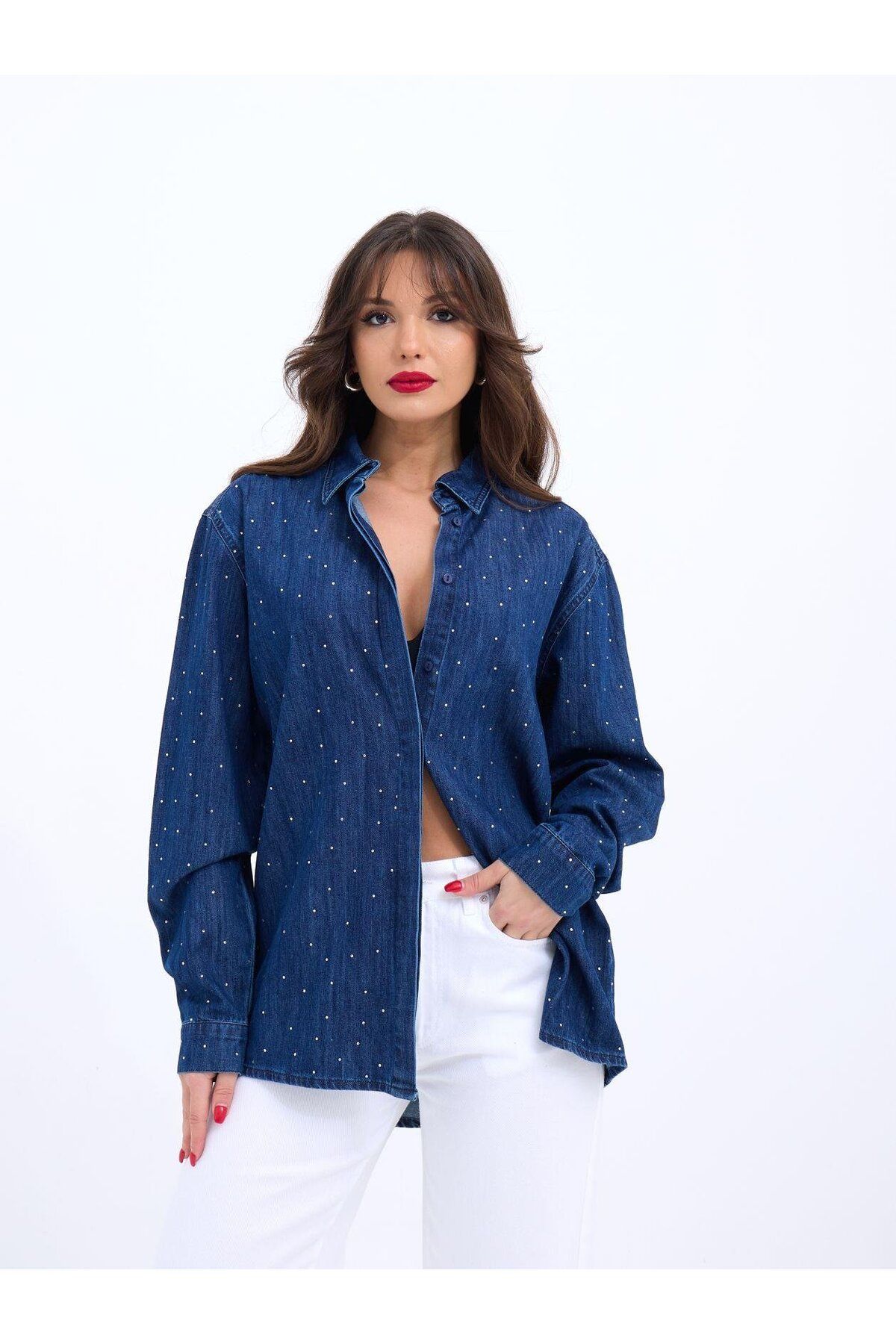 ARUZ MODA 7093 KOT GÖMLEK-MAVİ