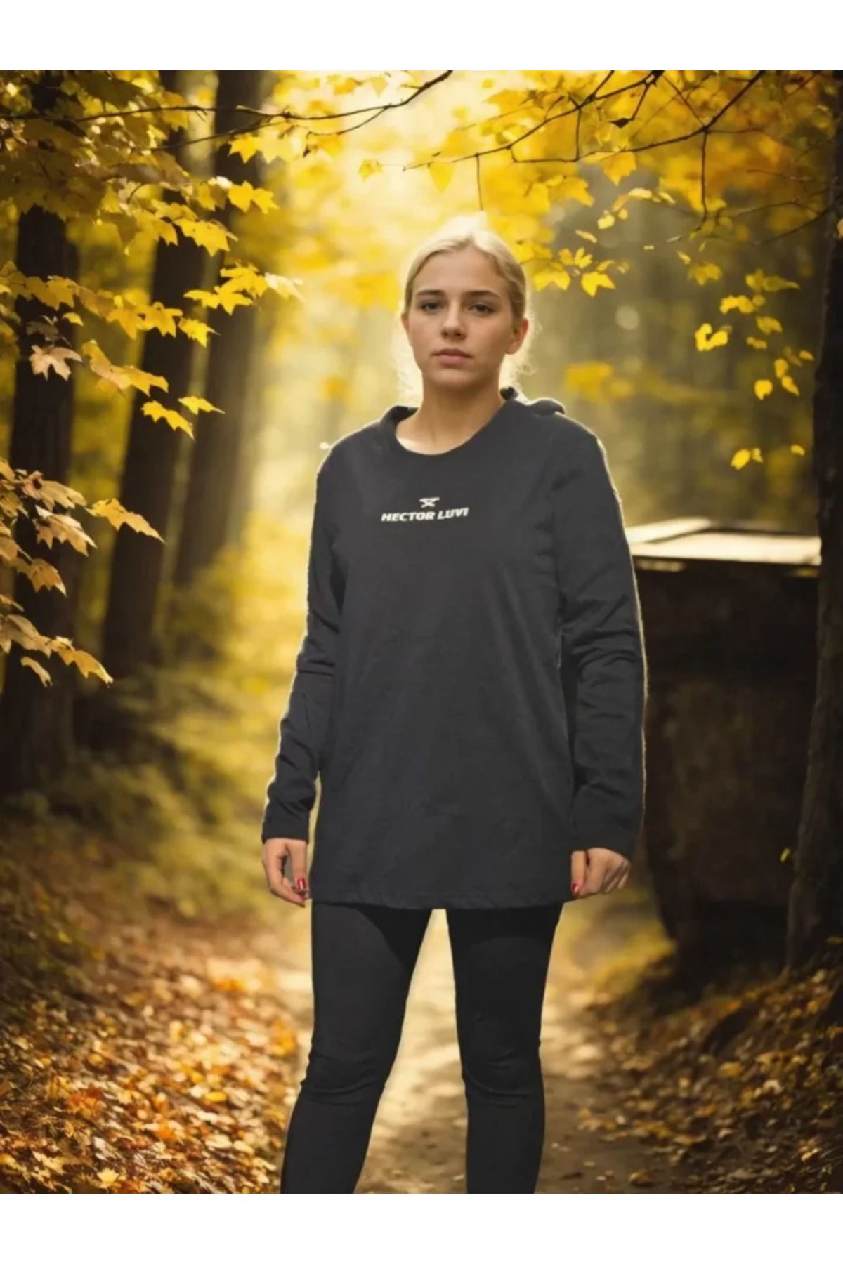 ARUZ MODA Unisex Bisiklet Yaka Uzun Kollu T-Shirt - Siyah