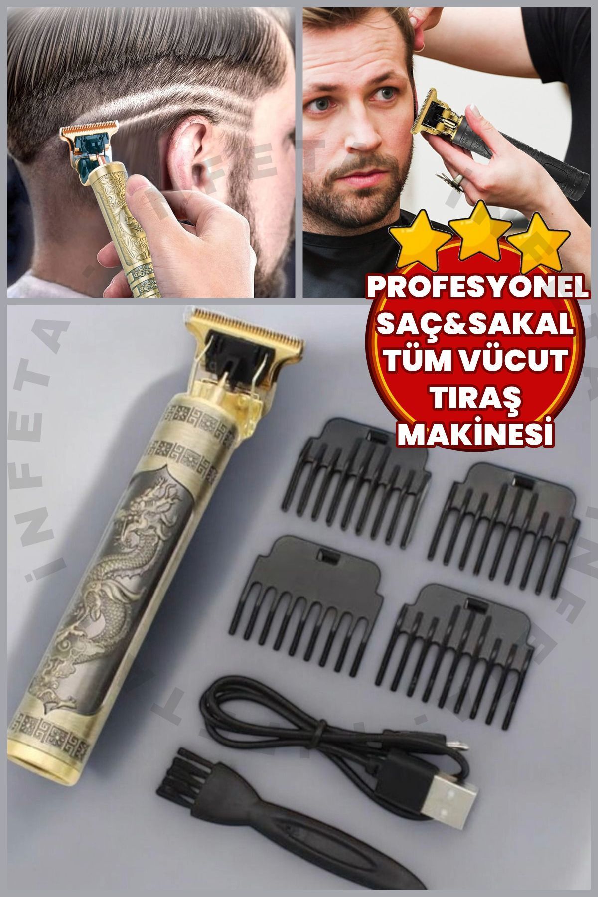 teknotrust Tıraş Makinesi Usb Şarjlı Saç Sakal Vücut Kıl Tüy Alma Kadın Erkek Epilasyon Berber & Kişisel