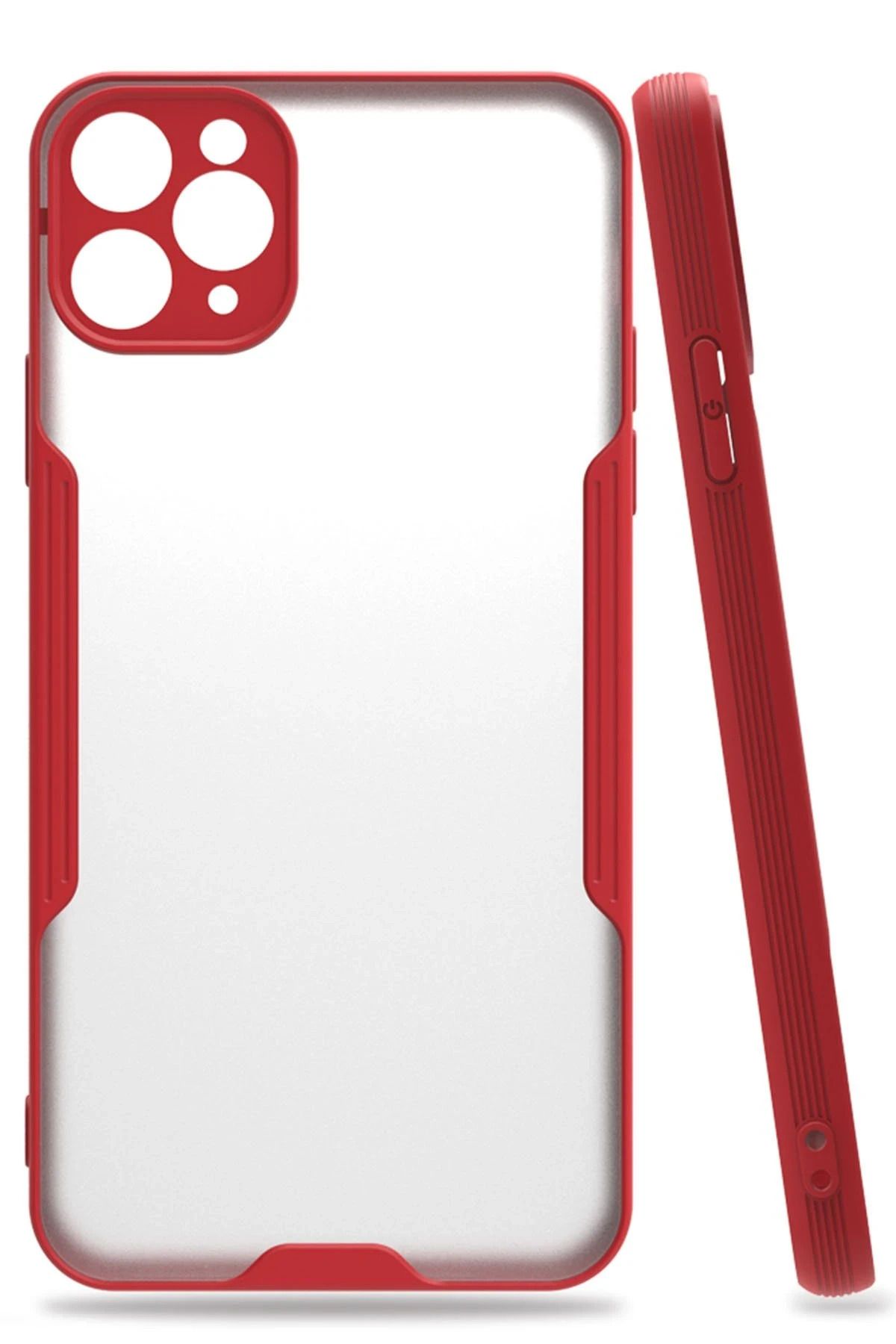NewFace iPhone 11 Pro Max Kılıf Platin Silikon - Kırmızı BSTMY
