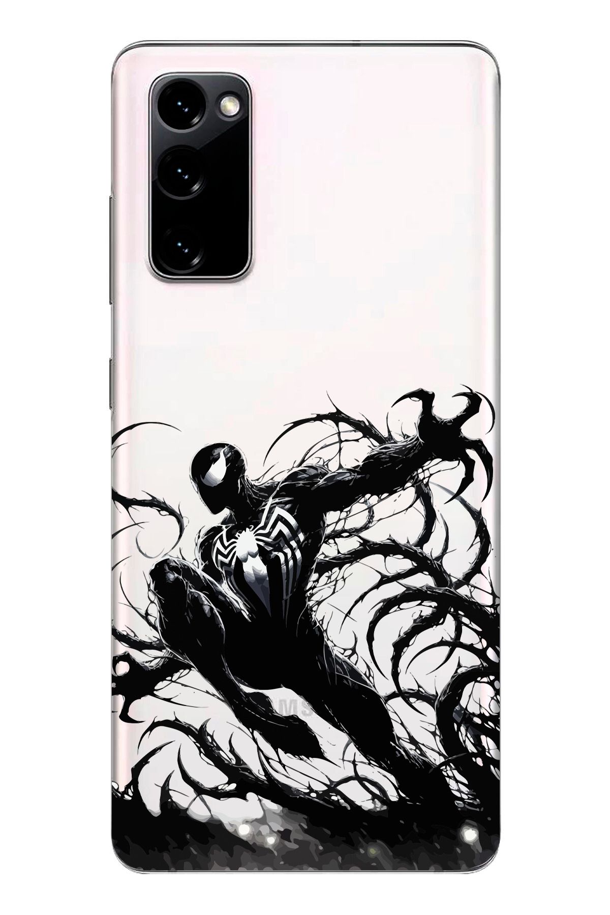 moonset Samsung Galaxy S20 FE Uyumlu Siyah Örümcek Tasarımlı Baskılı Şeffaf Telefon Kılıfı