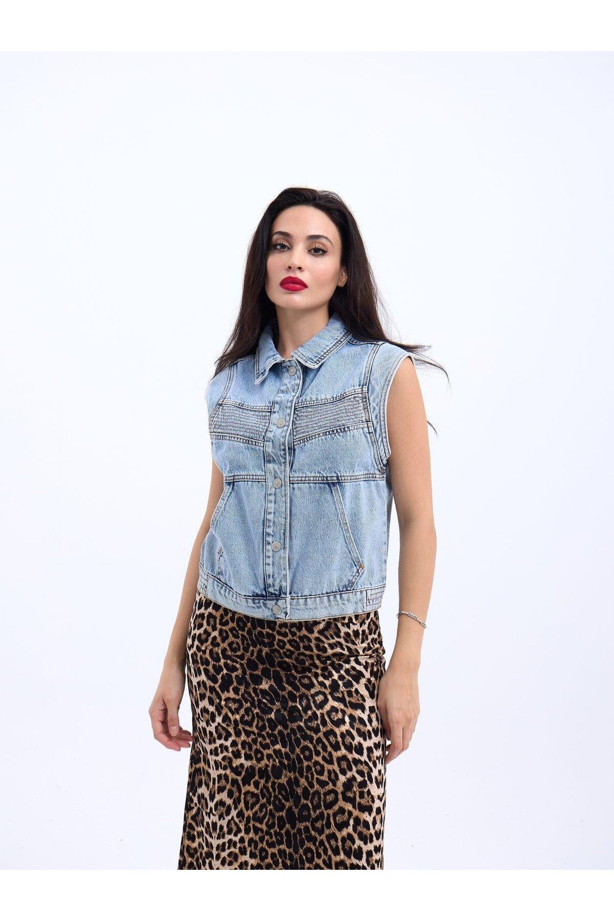 ARUZ MODA 6779 KOT YELEK-MAVİ