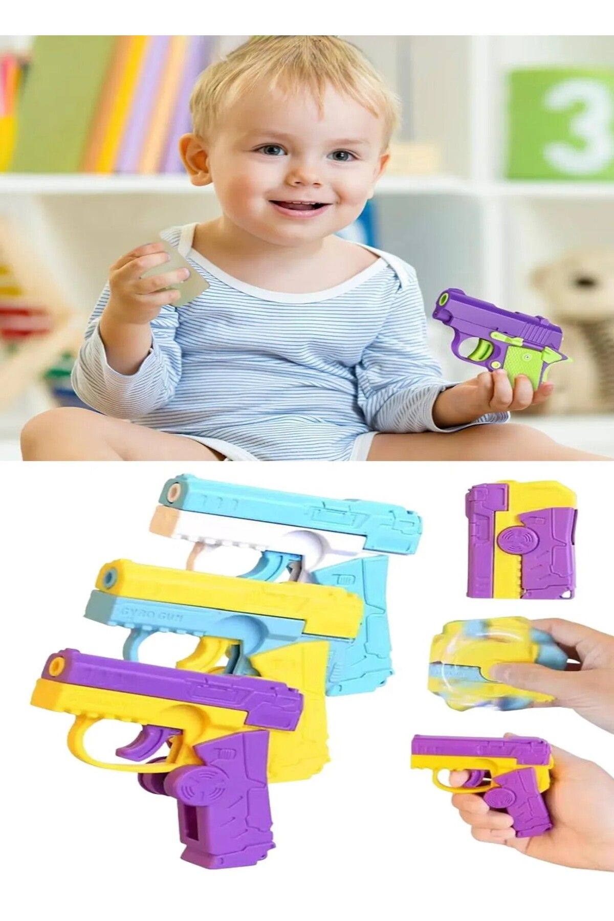 Bundeba Dönüştürücü Fidget Spinner Mini Silah Stres Çarkı Oyuncak Tabancası Parmak Tabanca 1 Adet