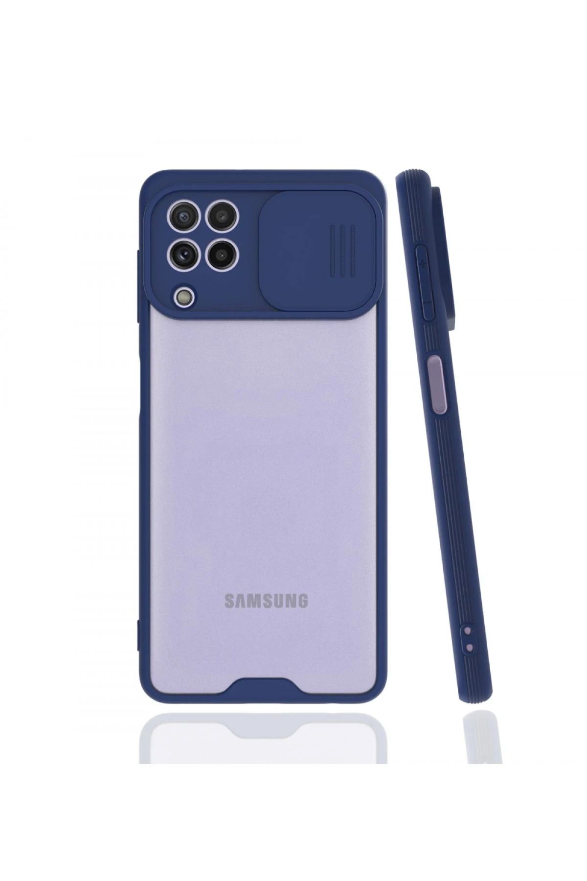 NewFace Samsung Galaxy A22 Kılıf Platin Kamera Koruma Silikon - Lacivert BSTMY