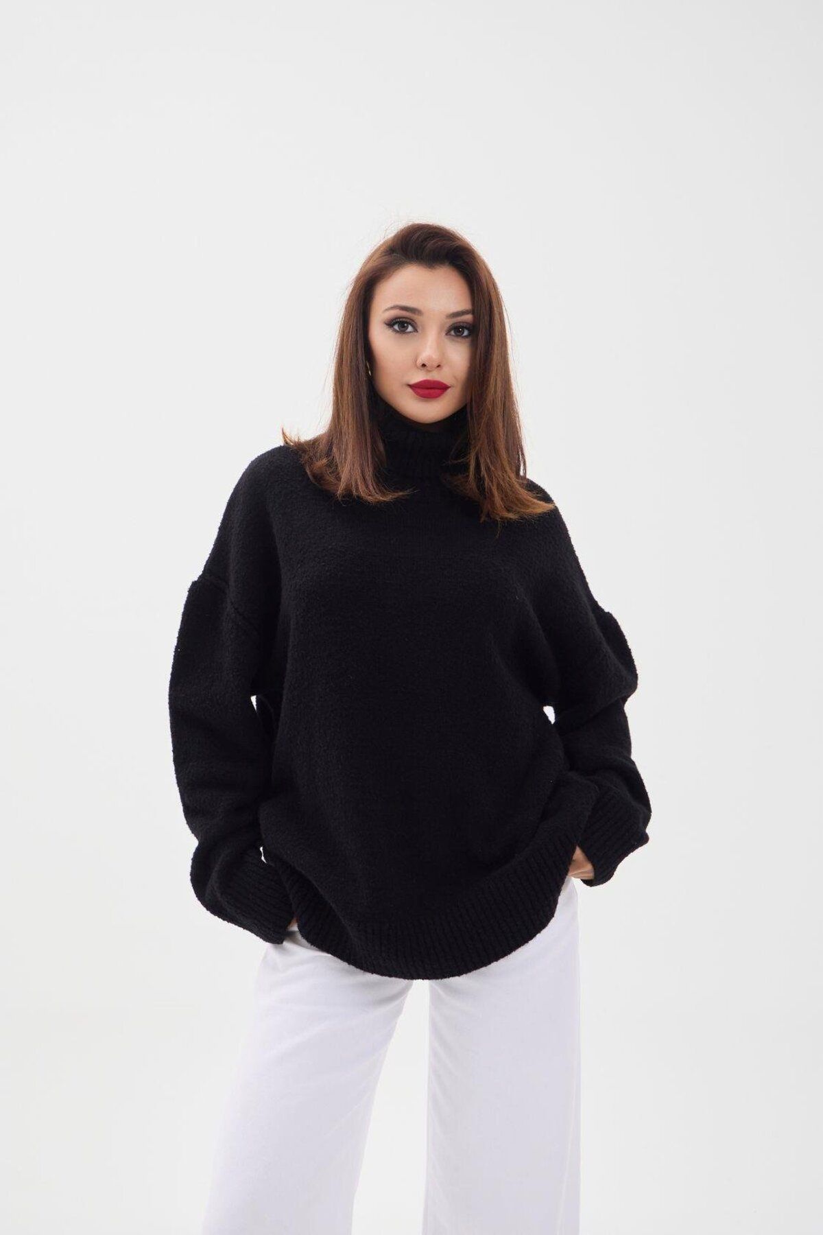 ARUZ MODA 43151 TRİKO BALIKÇI SALAŞ KAZAK-SİYAH