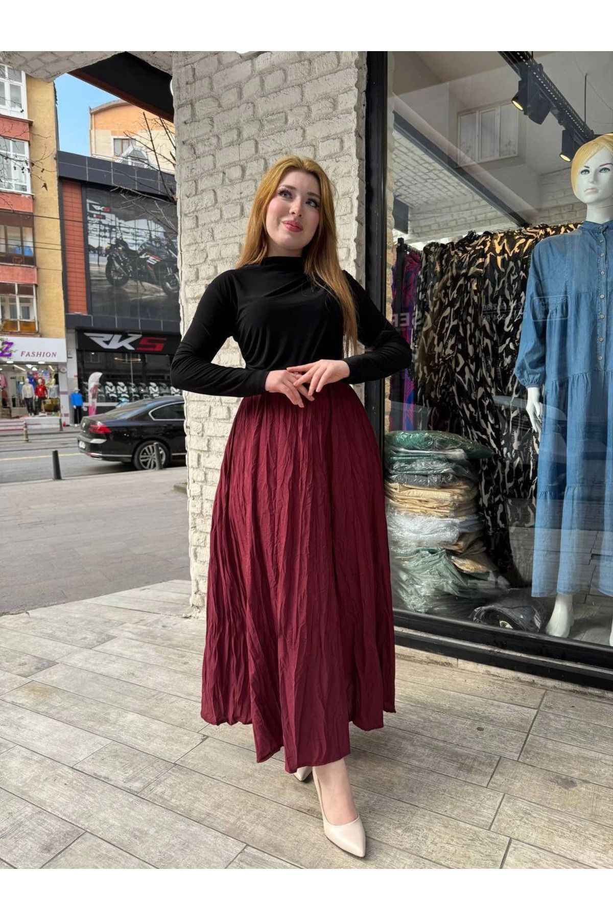 FTA TİCARET Kraş etek bordo