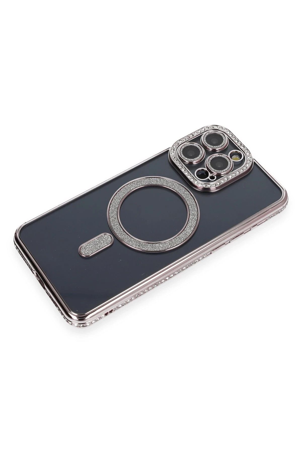 NewFace iPhone 14 Pro Kılıf Joke Simli Magneticsafe Kılıf - Gri BSTMY