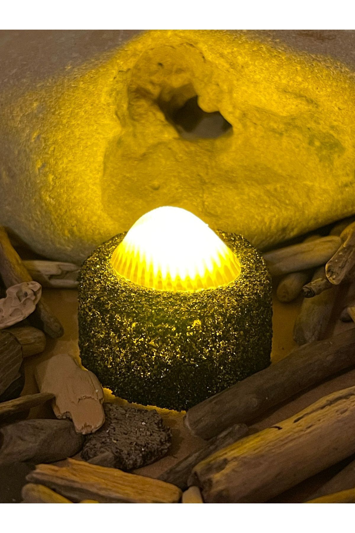 Yada Unique Volkanik Kum Kaplı Deniz Kabuğu Led Tealight Mum Pilli- 4 ADET