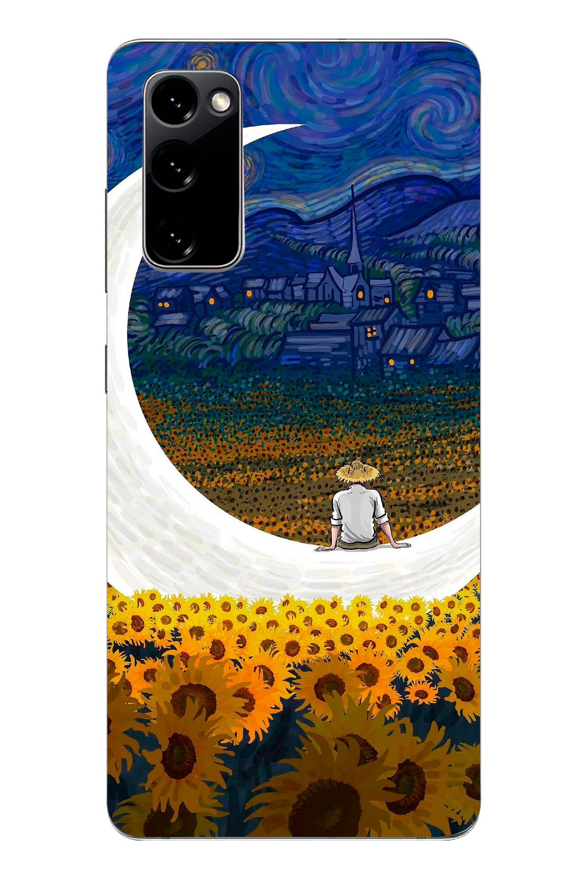 moonset Samsung Galaxy S20 FE Uyumlu Van Gogh Tasarımlı Baskılı Şeffaf Telefon Kılıfı