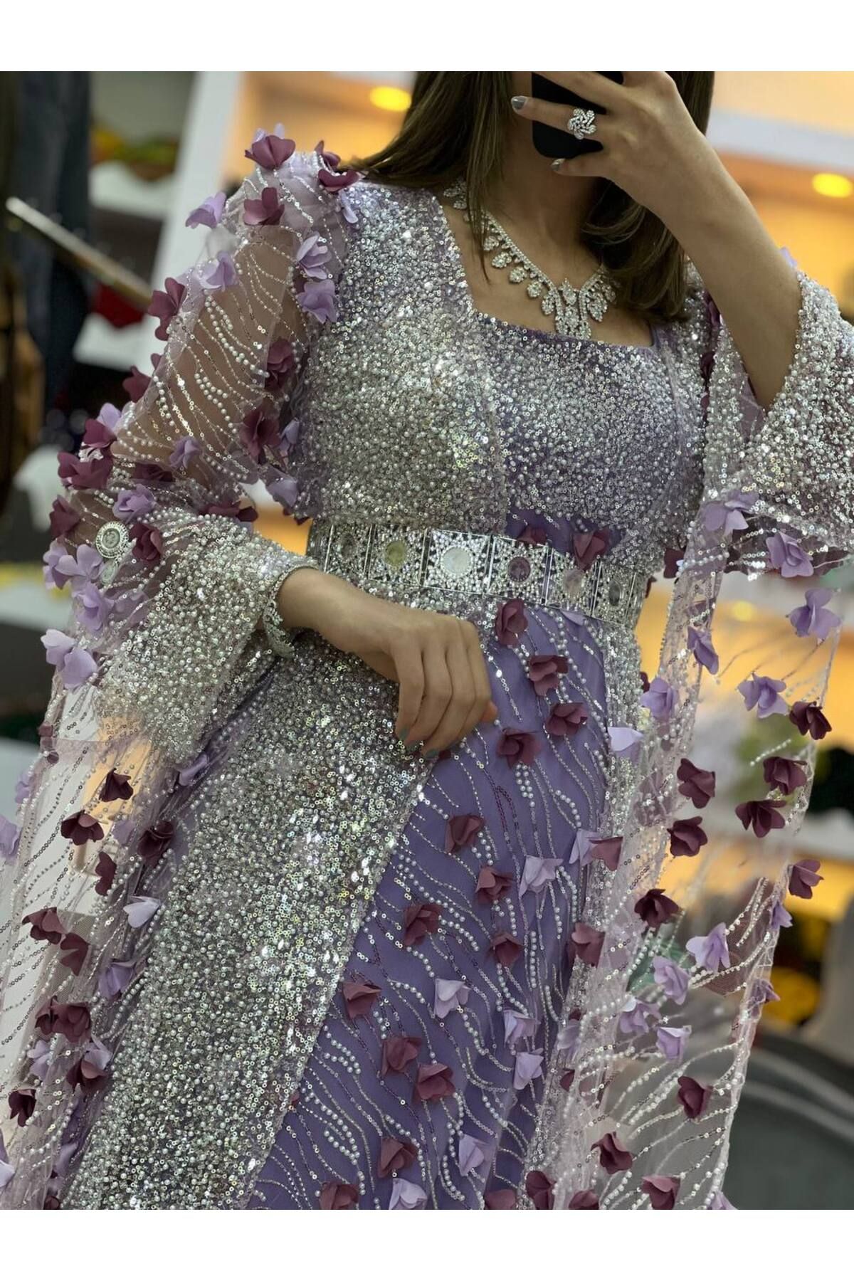 SOLİN YÖRESEL Kadın Yöresel Elbise Düğünlük Kaftan Abiye (Görseldeki Aksesuarlar Dahildir)