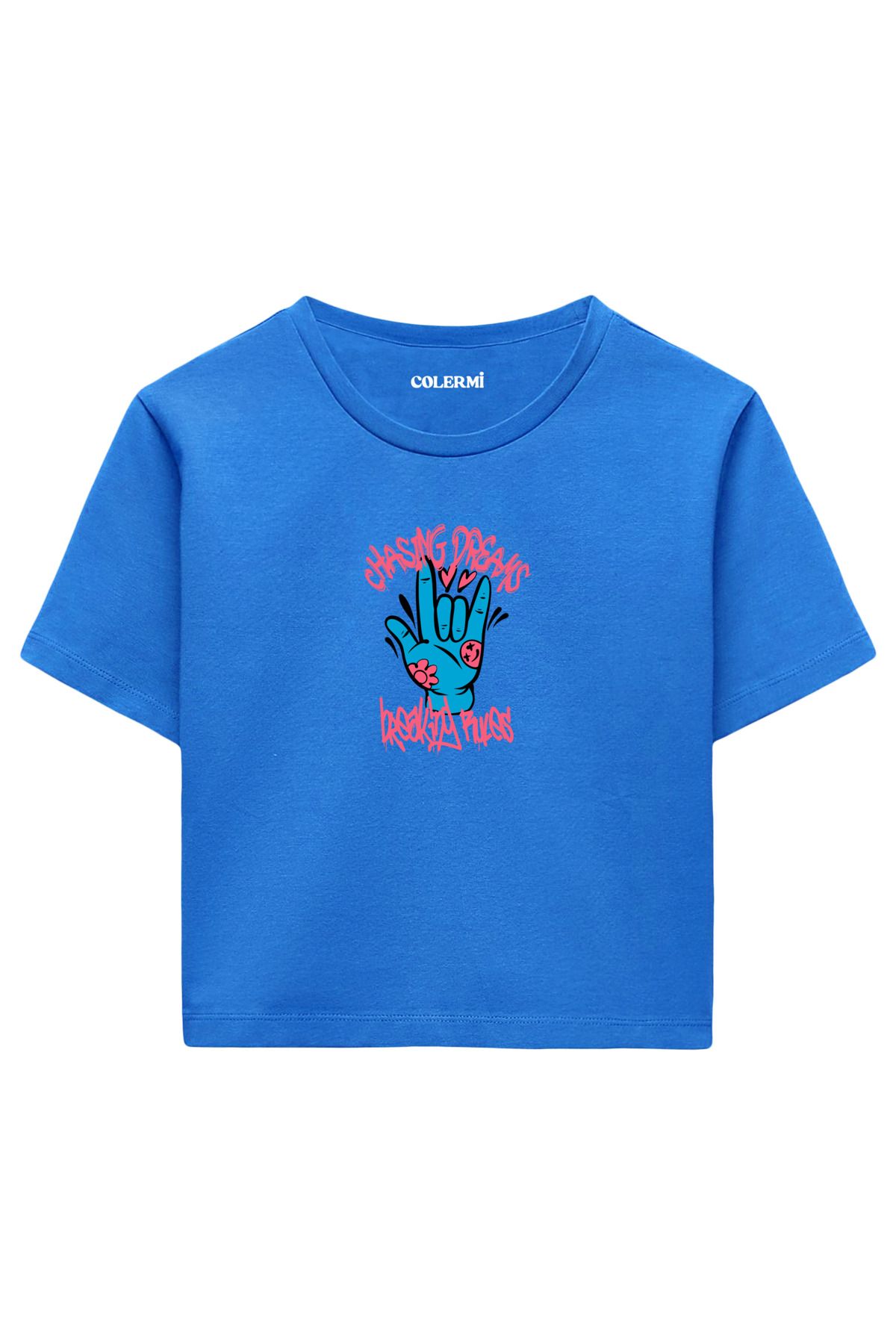 Colermi Chasing Dreams Baskılı %100 Pamuk Kadın Crop Tshirt