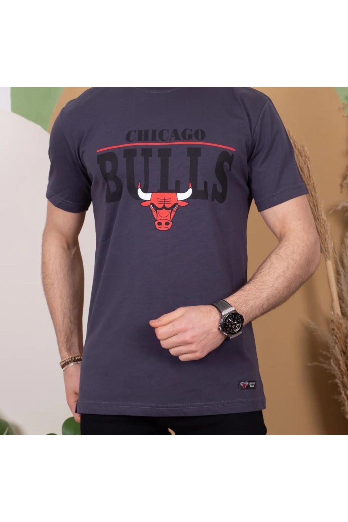 ARUZ MODA Erkek Kısa Kollu Chicago Bulls Baskılı Tişört