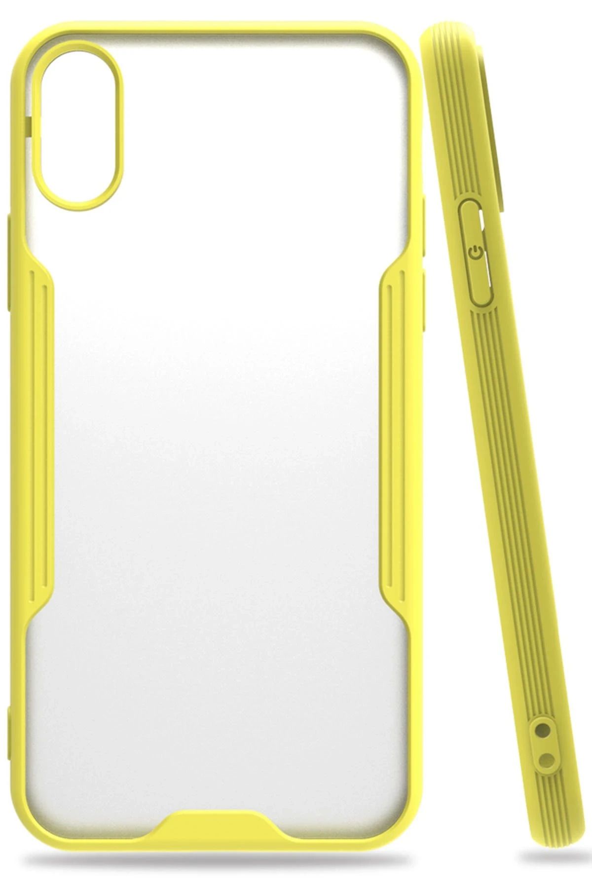 NewFace iPhone X Kılıf Platin Silikon - Sarı BSTMY