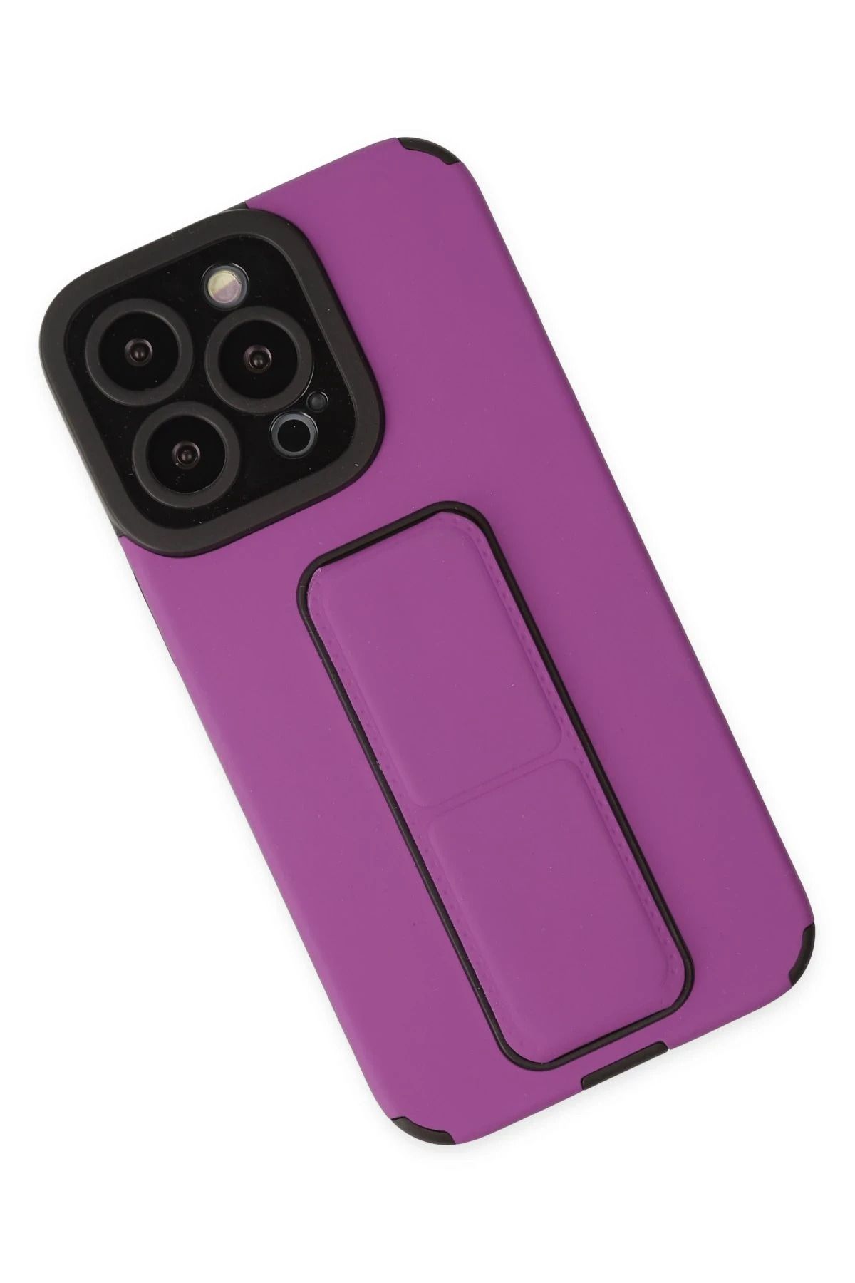 NewFace iPhone 14 Pro Kılıf Mega Standlı Silikon - Mor BSTMY