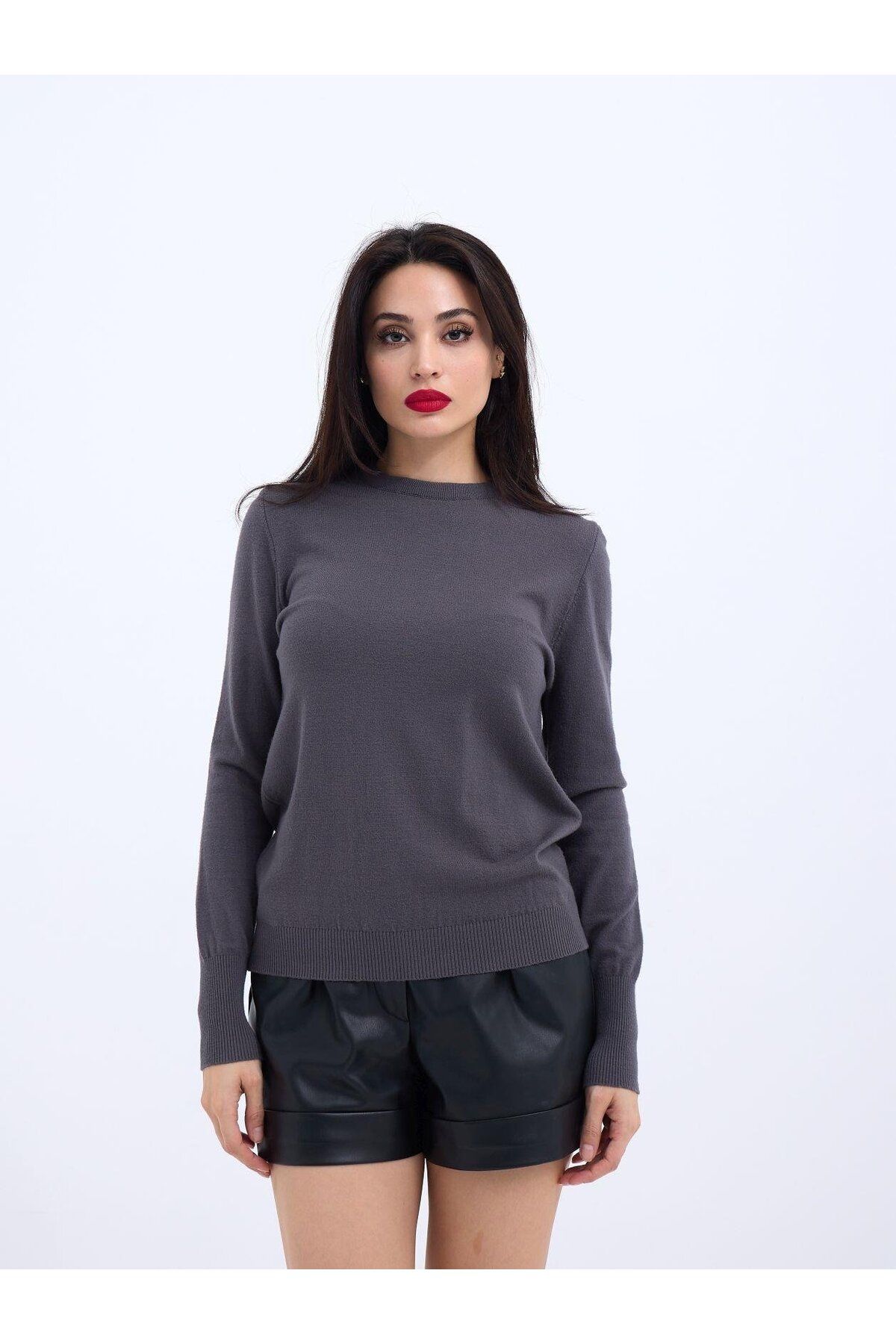 ARUZ MODA 42281 TRİKO SALAŞ KAZAK-ANTRASİT