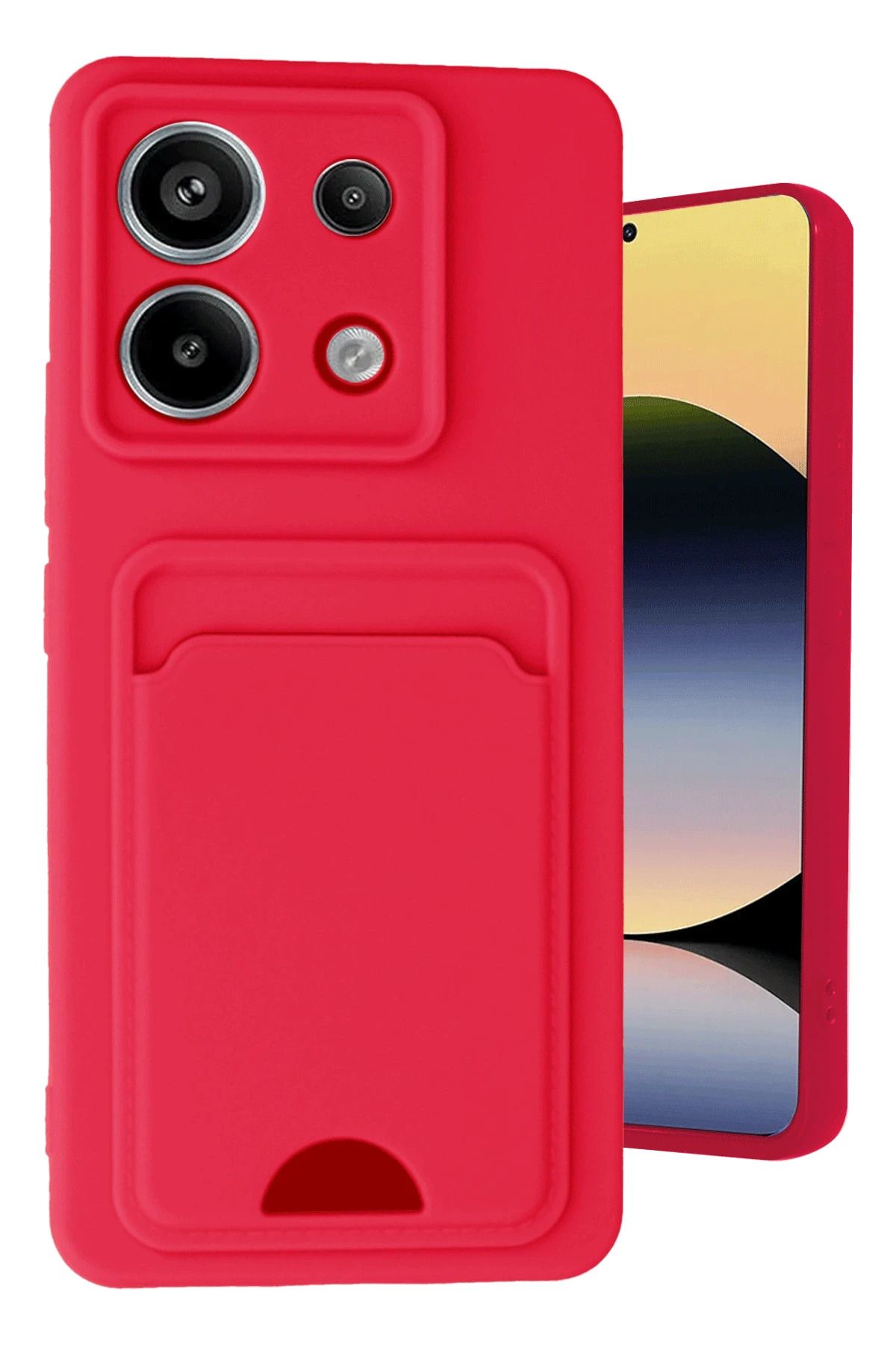 NewFace Xiaomi Redmi Note 13 Pro 5G Kılıf Kelvin Kartvizitli Silikon - Kırmızı DPMAH