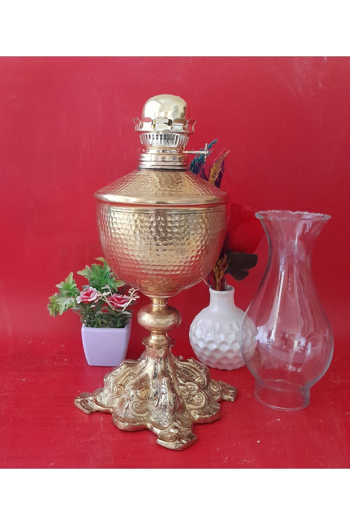 ELVANDAN-AL Gaz lambası,masa üstü gaz lambası pirinç 36 cm