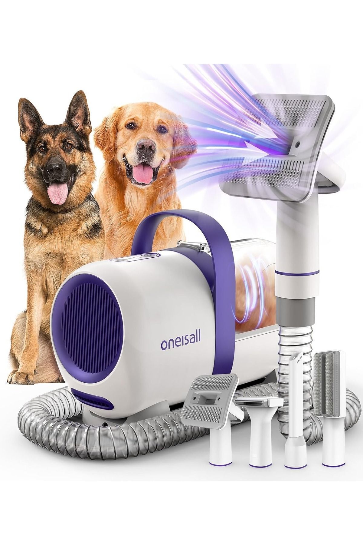 oneisall Köpek Tüyü Vakum Makinesi, 12000 Pa Güçlü Emiş, 4 Başlıklı Tüy Temizleyici Seti