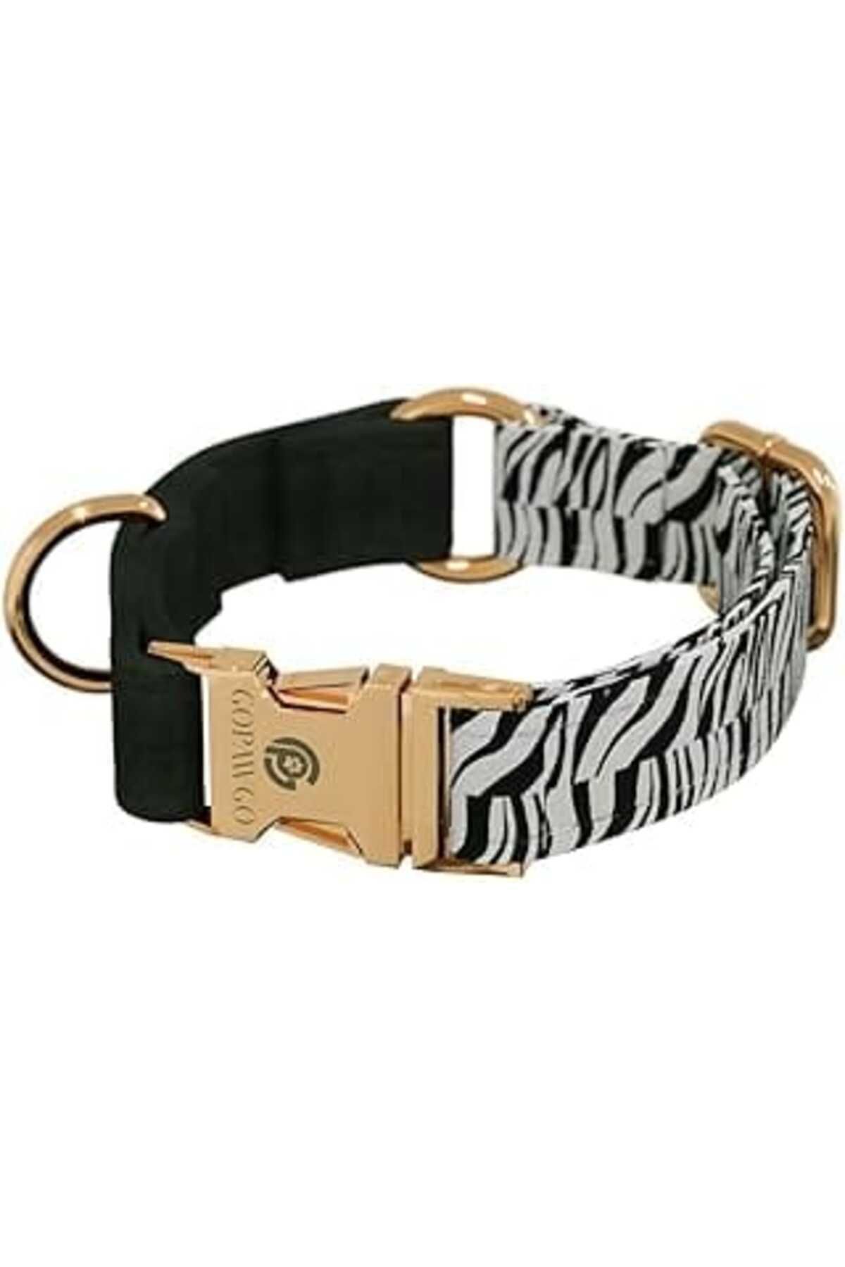 NZM TİCARET Gopawgo Charmlı Shadow Köpek Boyun Tasması M Siyah Ve Zebra Desen