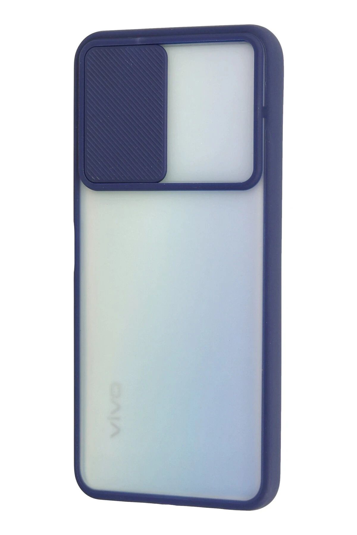 NewFace Vivo Y53S Kılıf Palm Buzlu Kamera Sürgülü Silikon - Lacivert SVLRS