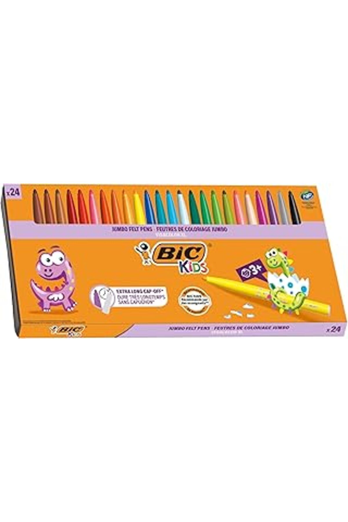 NZM TİCARET Kids Visa Color Xl Keçeli Boya Kalemi 24 Renk, Su Bazlı Mürekkep, Kolayca Çoğu Kumaştan Çıkar, 3 Ya