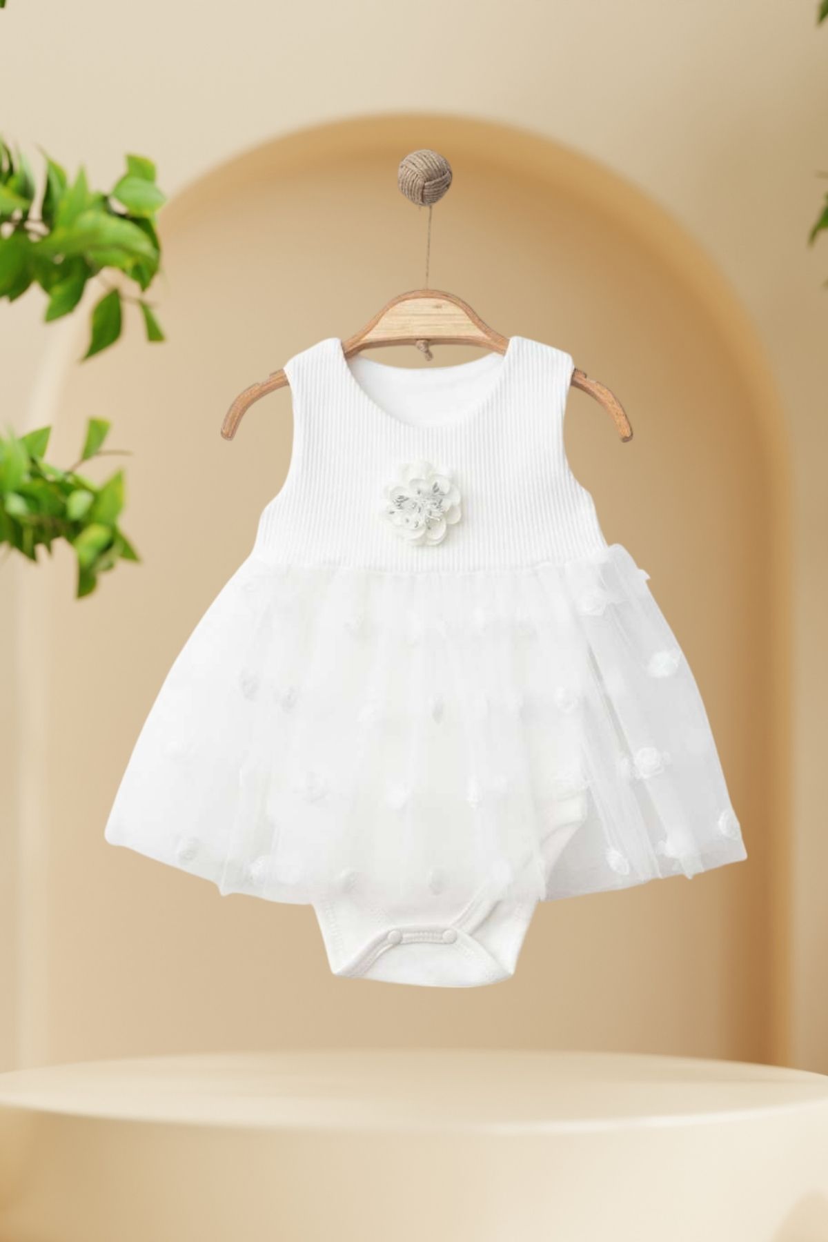 Baby s Breath Flower Gül Desenli Tütülü Açık Omuz Kız Bebek Badi Zıbın %100 Pamuk 6-12-18 Ay Kız Bebek Kıyafet