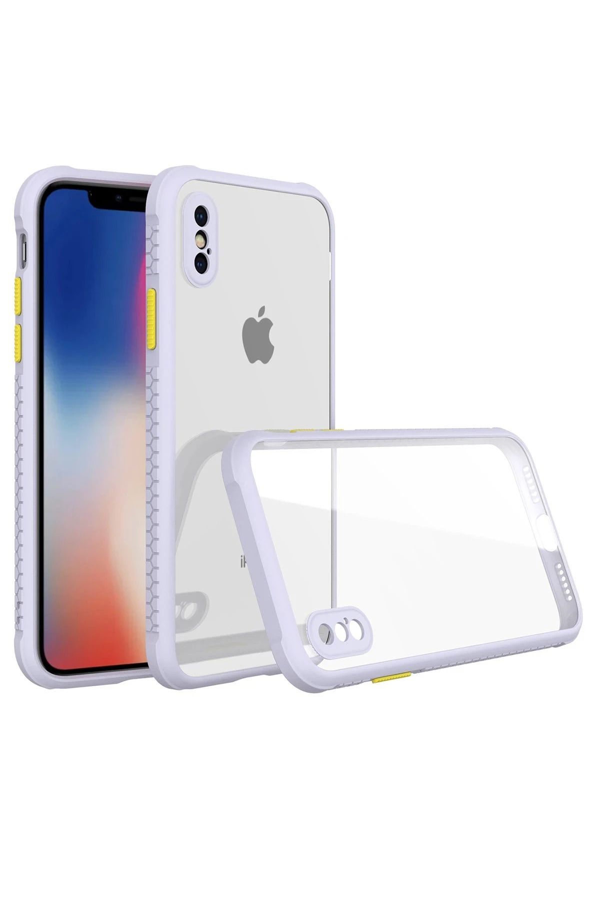 NewFace iPhone XS Max Kılıf Miami Şeffaf Silikon - Lila NRMSA