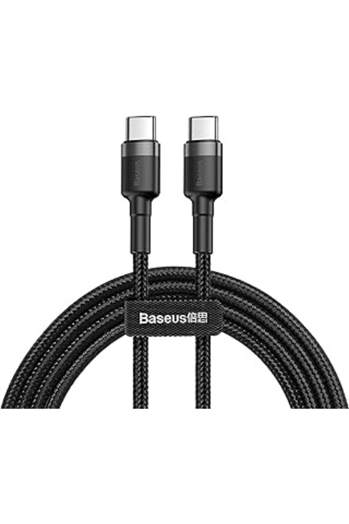 Pazarcan Cafule, 3.0 A Usb-C & Usb-C Şarj & Data Aktarımı Kablosu, Flash/Hızlı Şarj, 1 Metre, Gri/Siyah, Cat