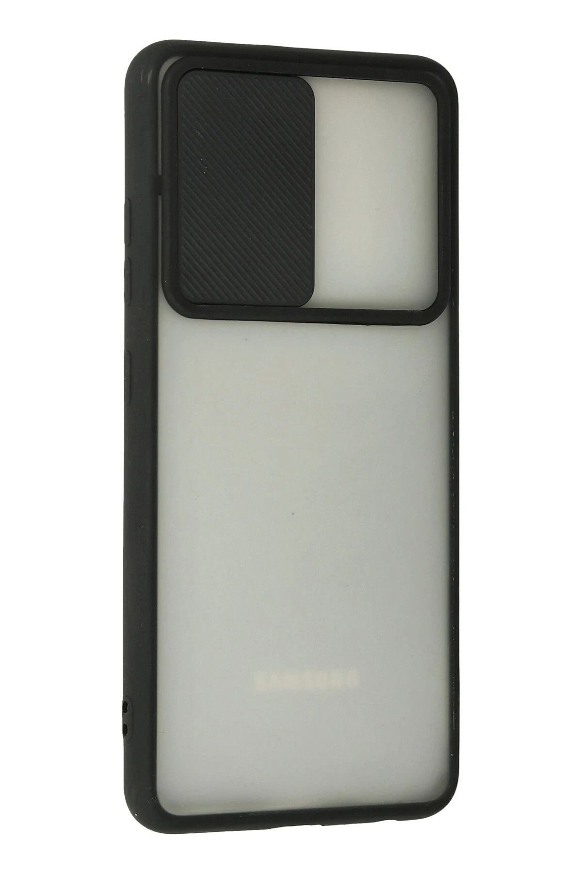 NewFace Samsung Galaxy A72 Kılıf Palm Buzlu Kamera Sürgülü Silikon - Siyah BSTMY