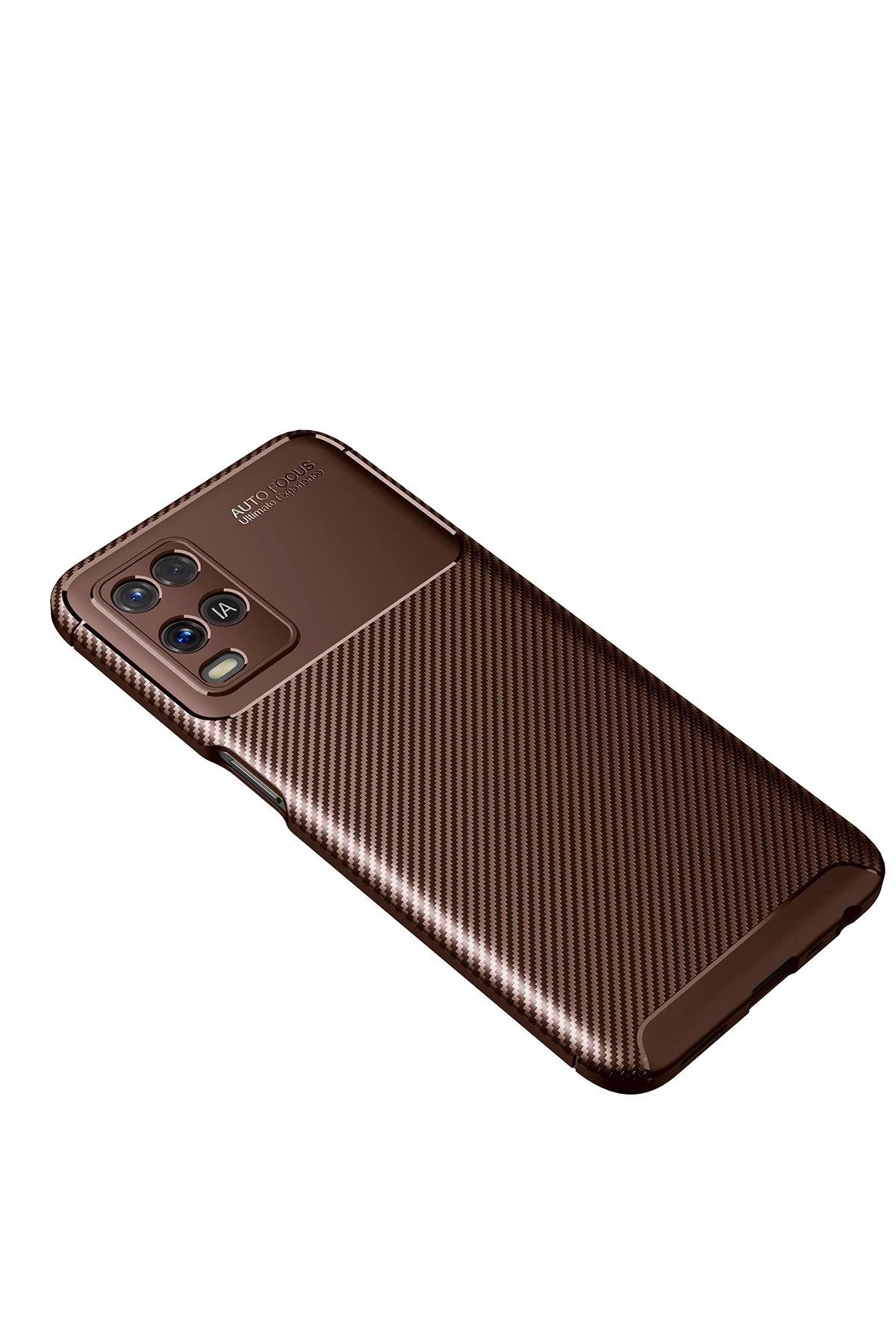 NewFace A54 4G Kılıf Auto Focus Karbon Kapak - Kahverengi NRMSA