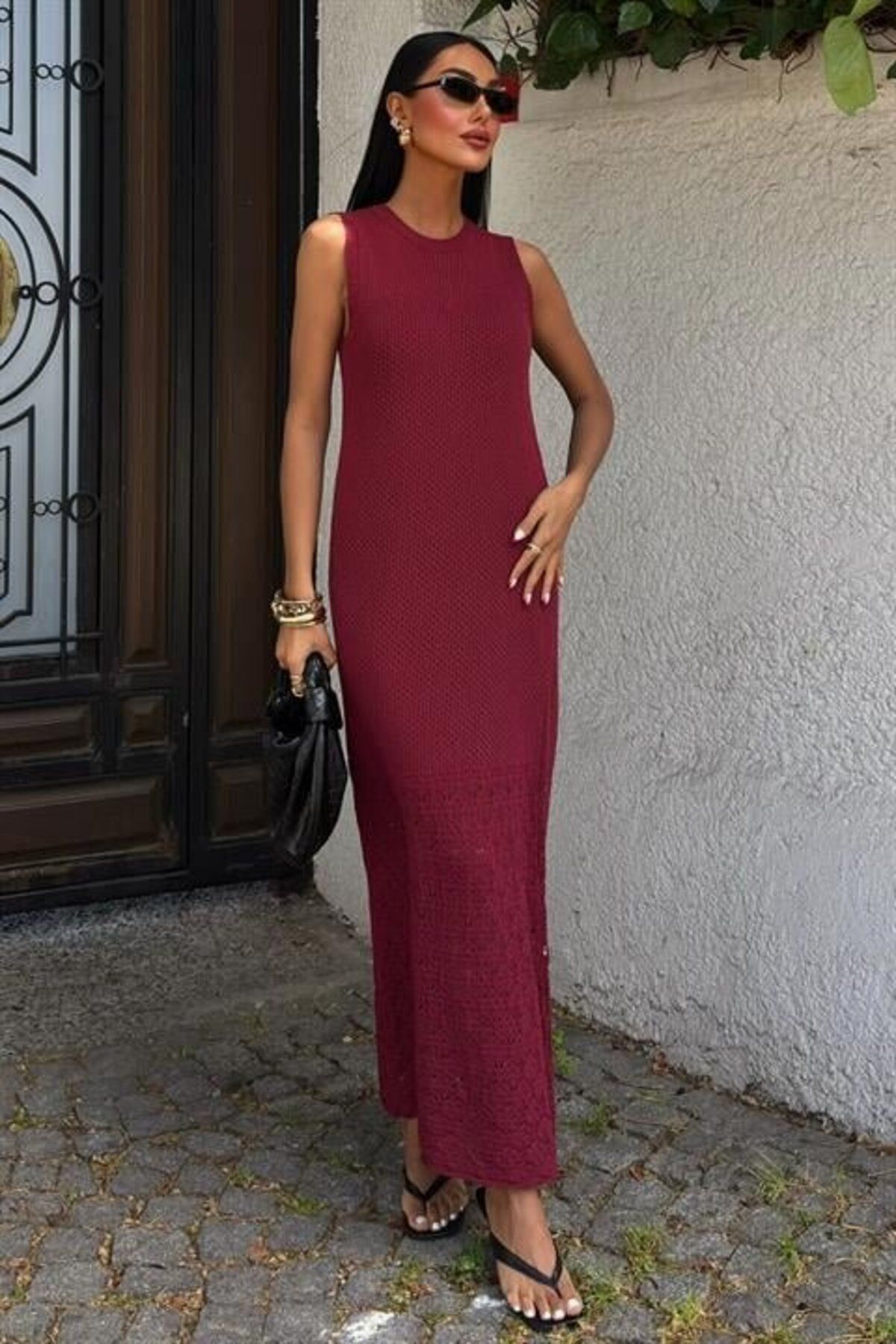 ARUZ MODA Afro Ajurlu Maksi Elbise 2796