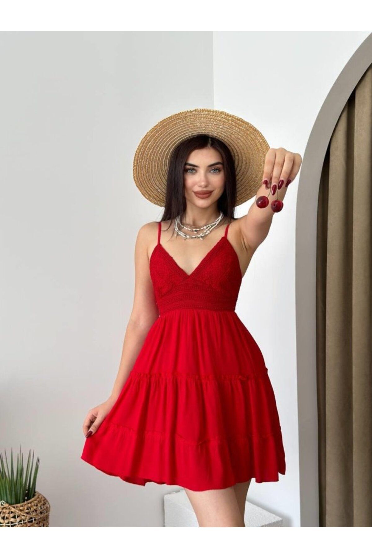 ARUZ MODA Nivel Göğsü Büzgülü Elbise