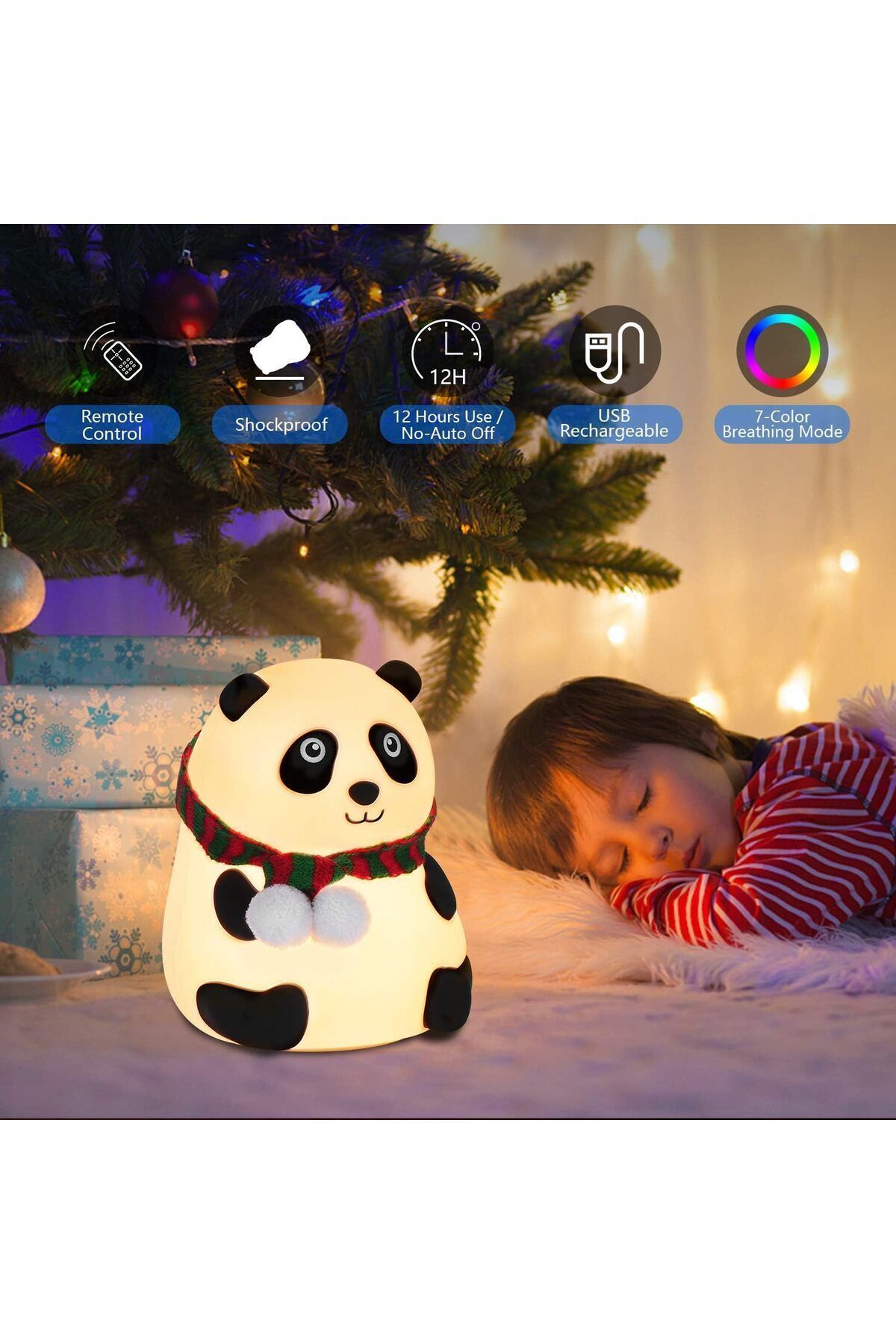 Limmy Panda Gece Lambası Çocuklar için Gece Işıkları Dokunmatik Sensörlü Renkli Masa Lambası