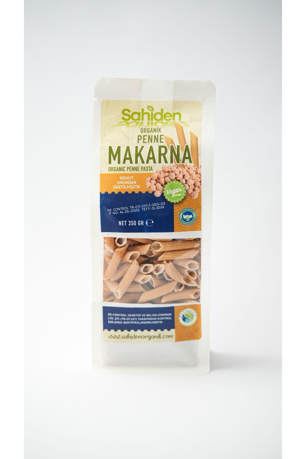 SAHİDEN ORGANİK Organik Penne Vegan Nohut Tahıl Makarnası - 350 gr