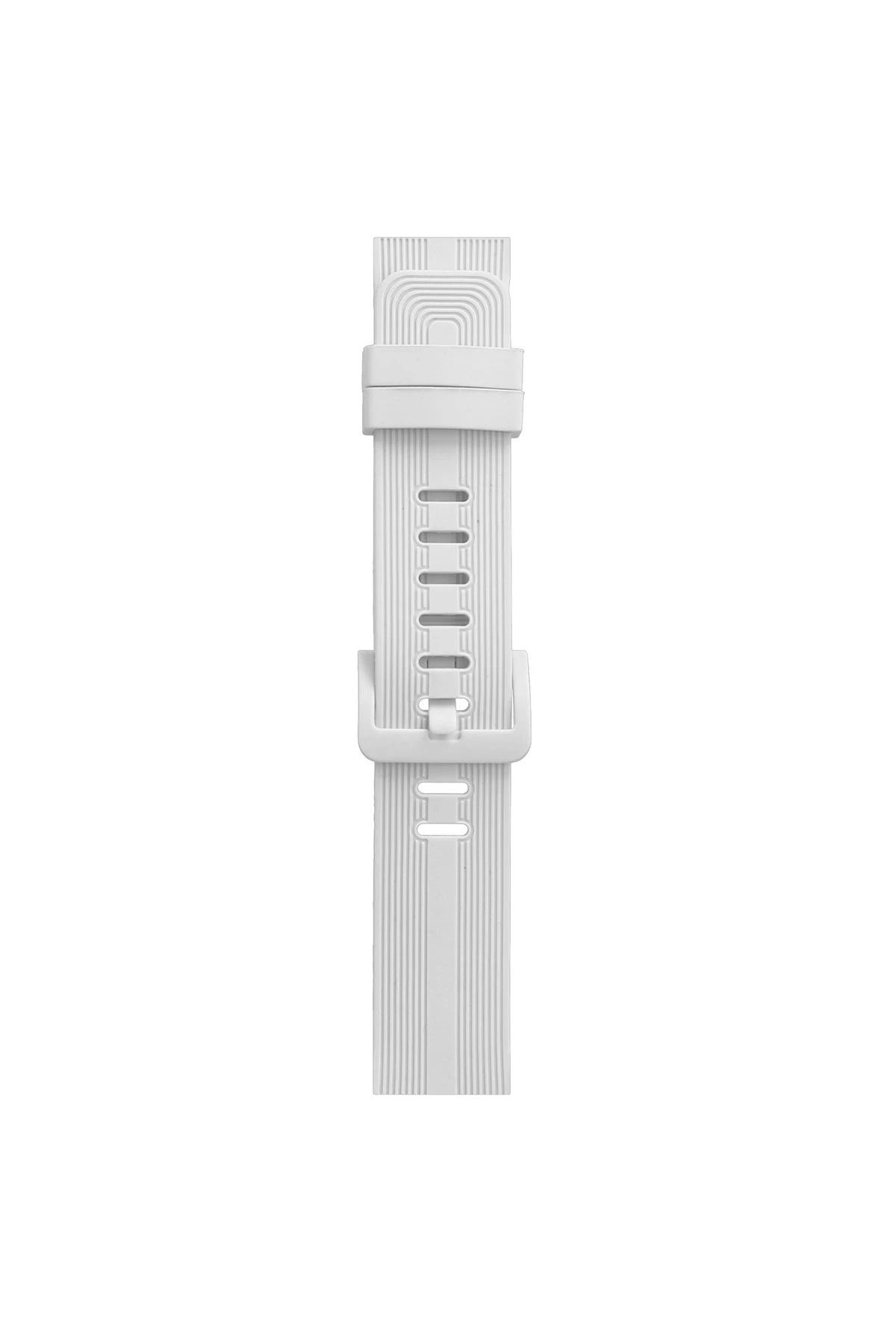 NewFace Apple Watch 38mm KR408 Çizgili Silikon Kordon - Beyaz BSTMY