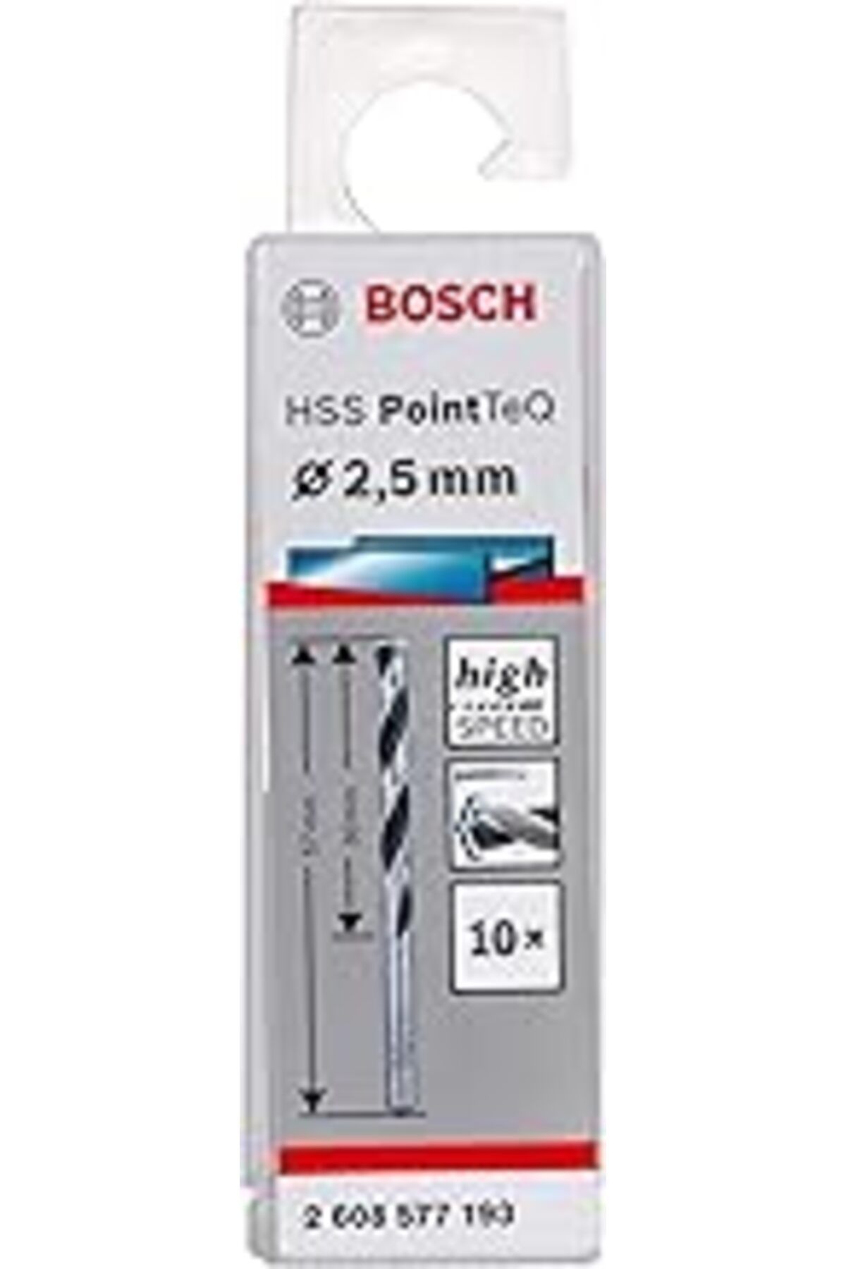 jupiter global bazaar Bosch Professional 10 Adet Hss Spiral Matkap Ucu Pointteq (Metal Için, 2,5 X 30 X 57 Mm, Matkap Aks