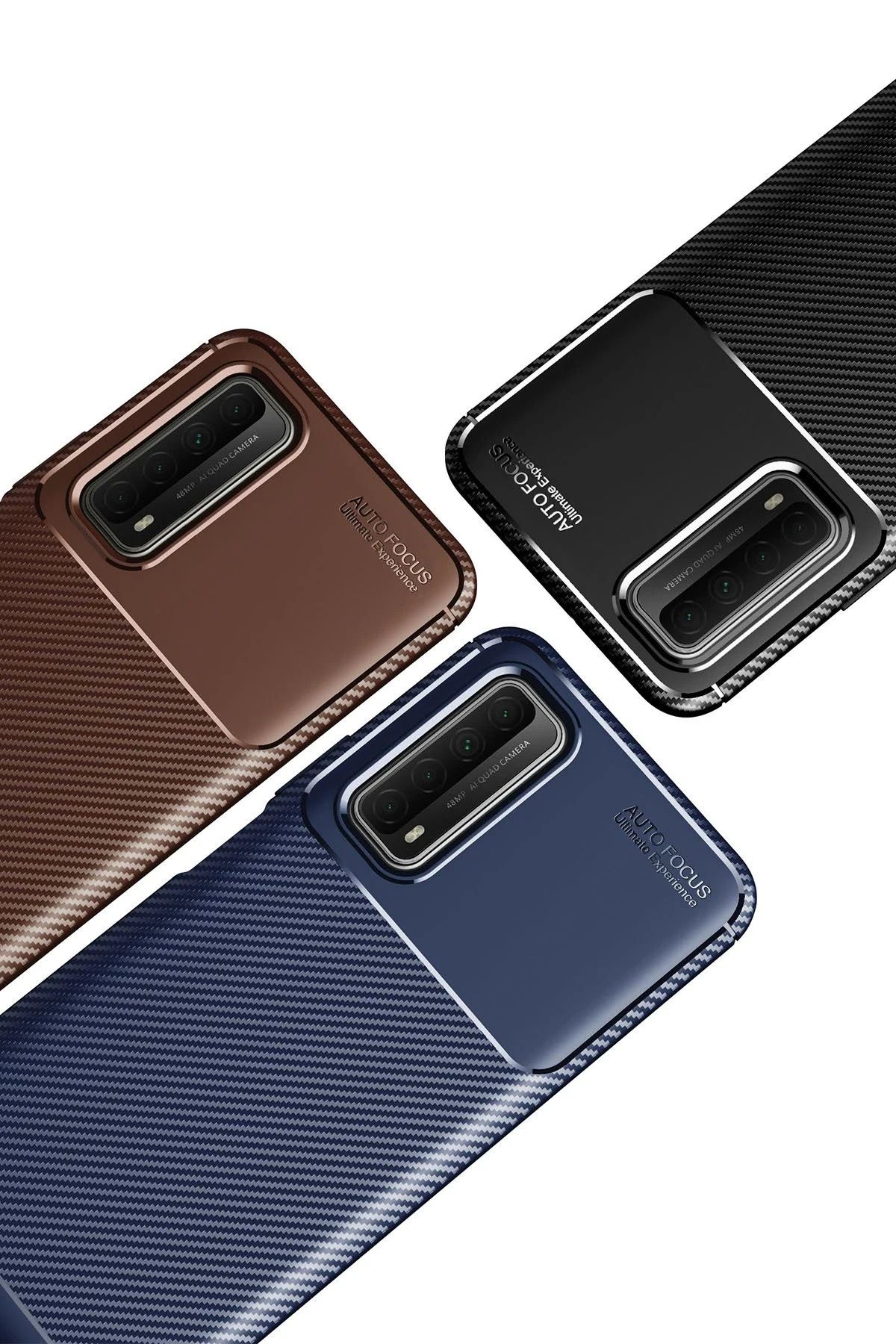 NewFace Huawei P Smart 2021 Kılıf Auto Focus Karbon Kapak - Lacivert BSTMY