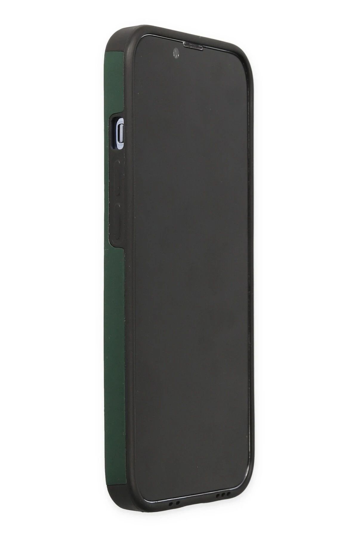 NewFace iPhone 13 Pro Kılıf Mega Standlı Silikon - Yeşil NRMSA