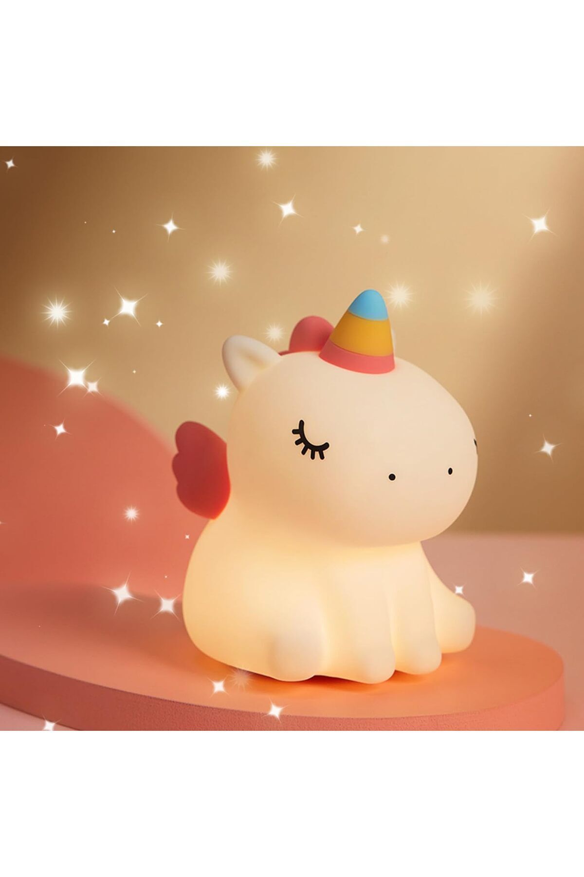 Tuşla Gelsin Unicorn Şekilli Dokunmatik 3 Kademeli Şarjlı Pofuduk Gece Lambası