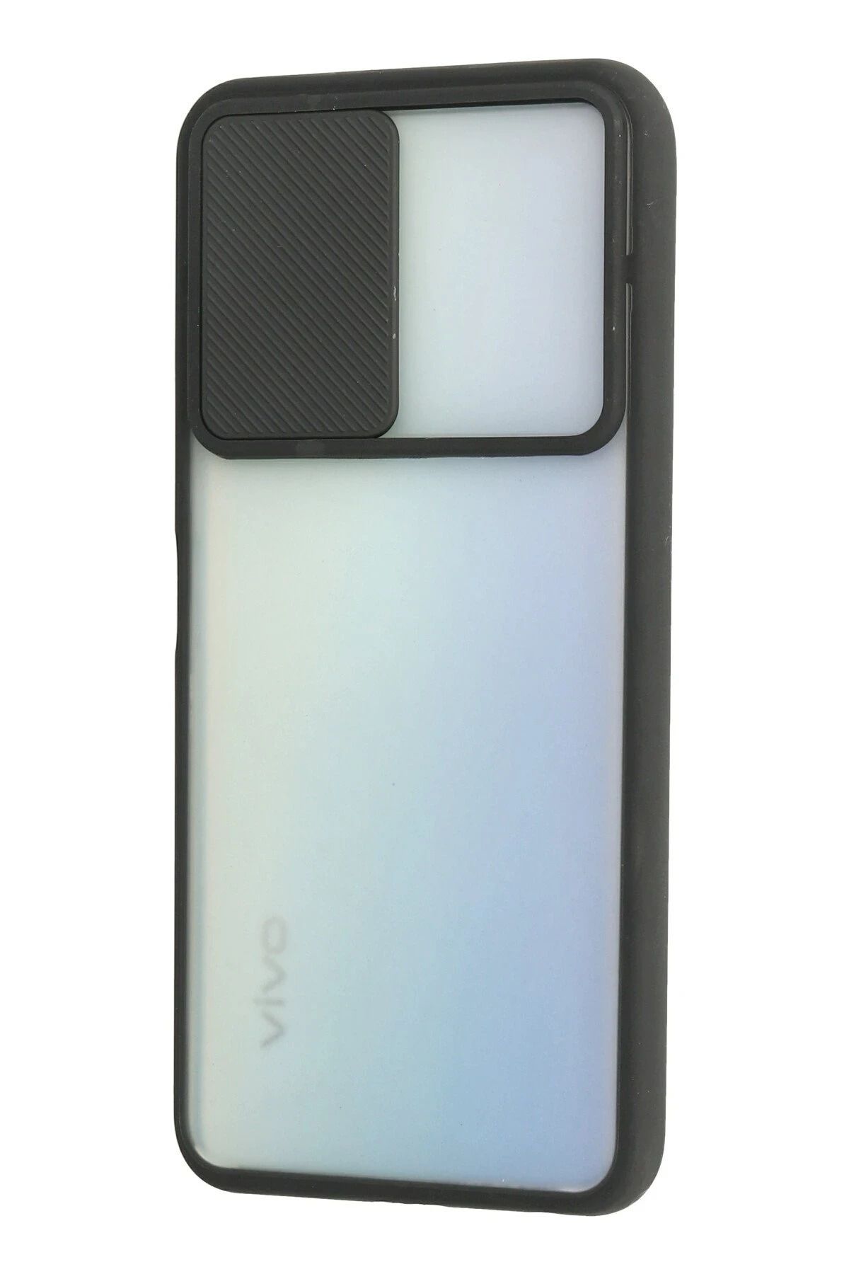 NewFace Vivo Y53S Kılıf Palm Buzlu Kamera Sürgülü Silikon - Siyah BSTMY